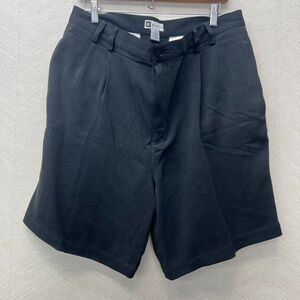 Vintage Bachrach Comfort Pockets Silk Black Pleated Front Shorts Mens Size 36